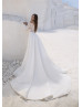 Long Sleeves Beaded Ivory Lace Satin Fashion Wedding Dress